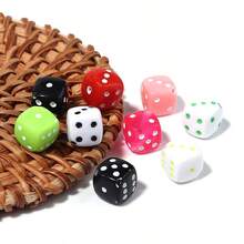 50pcs 8mm Black Acrylic Dice Beads, For DIY Jewelry Making - Fashionable Geometric Pattern - Dice - View 5