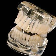 1 Set Of 3pcs/5pcs Smooth Vertical Stripe Rhinestone Metal Shiny Hip Hop Tooth Grillz, Unisex Fashion Party Clubbing Accessories - Multicolor - View 2