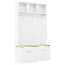Hall Trees - Natural+White + MDF + Particle Board - View 10