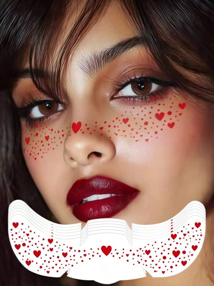 6 Tờ Hình Xăm Tàn Nám Lấp Lánh Mặt Màu Đỏ Hình Xăm Tàn Nám Lấp Lánh Tạm Thời Hình Trái Tim Màu Đỏ Dành Cho Nữ Trang Trí Tiệc Rave Âm Nhạc Lễ Hội Fasching Quà Tặng Phụ Kiện Cosplay Karneval - Đỏ - Xem 1