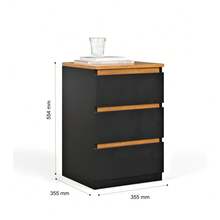 Beijing Bedside Table For Bedroom, 3 Drawers, Organizer, Compact MDF - 黑色 - 查看 5
