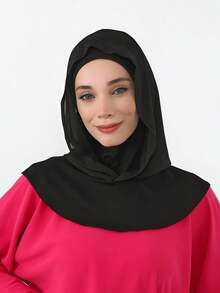 1件装女士拉法帽，透明针织帽带颈套，弹性透气多功能运动头带，简约时尚围巾，带帽兜和配套头巾，一体式 - 彩色 - 查看 2