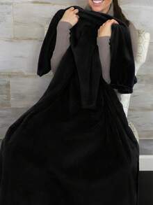 二合一柔软旅行毯/枕头 - 便携设计，带收纳袋和背包挂钩，仅限手洗 - 粉色 - 黑色 - 查看 9