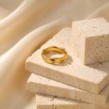 1枚时尚水钻镶边新月形戒指，适合女士日常佩戴 - 不銹鋼戒指 - 查看 18