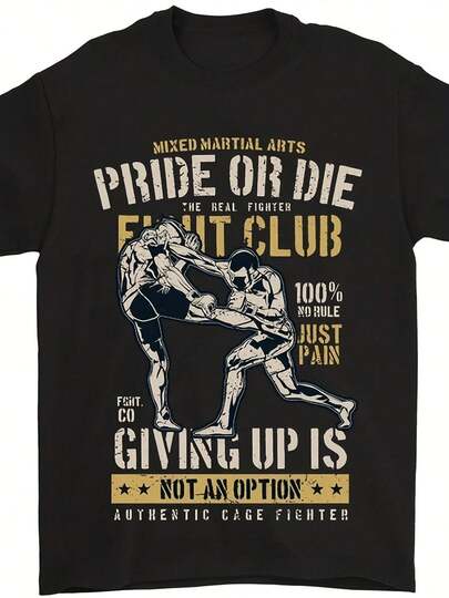 Camiseta Pride MMA para Hombres 100% Muay Thai - Estilo Retro con Logo de Combate, Ropa Casual para Entrenamiento, Lucha y Uso Diario - Camiseta de Manga Corta Ajustada