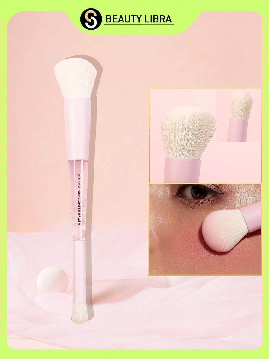 Pincel de doble punta 3CE para rubor y iluminador de uso diario - Blanco - Ver 1