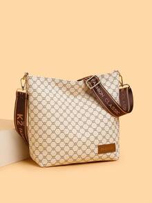 时尚百搭大容量印花优雅女士单肩包 - 白色 - 查看 1