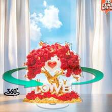 2D立体情人节浪漫水晶摆件，2D阳光心形图案，现代花卉亚克力桌面装饰，适用于卧室、办公室 - 彩色 - 查看 8