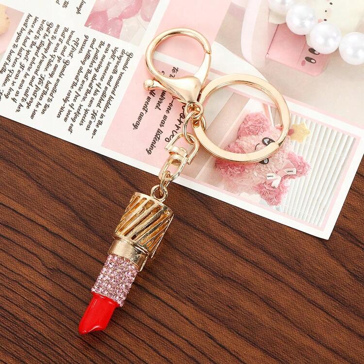 Women's Accessories, New European And American Fashion Rhinestone Lipstick Key Chain, Creative Crafts, Bag Pendant, Car Key Ring, Animal Bohemian Zinc Alloy Jewelry, Winter - Multicolor - View 6
