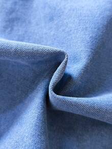 女婴时尚休闲可爱套装，蕾丝彼得潘领无袖衬衫 + 简约休闲牛仔阔腿裤 - 淺色水洗藍 - 查看 5