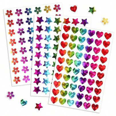 5pcs Holographic Mini Flower, Star, Heart Doodle Stickers, Each 0.6x0.6 Inch, Suitable For Stationery, Scrapbooking, School Rewards, Gift Packaging DIY, Card, Envelope, Magazine Decor, Holiday Party Decoration, PVC Sticker