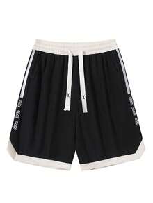 Men's Sports Casual Shorts, Summer Bermuda Shorts, Personalized Black Autumn Shorts - Black - View 7