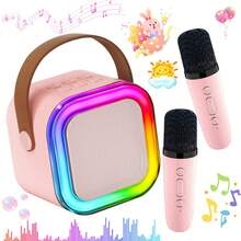 Mini Karaoke Machine, Karaoke Machine For Kids And Adults, Portable Bluetooth Karaoke Speaker With 2 Wireless Microphones And Party Lights, Suitable For Children And Adults, Birthday Gift, Suitable For Girls, Boys, Family Gatherings - Multicolor - View 2