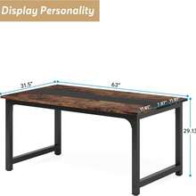 LITTLE TREE 160x80cm Industrial Rustic Dining Table, 4-6 Seater Metal Leg Kitchen Table For Dining Room - Brown - View 2