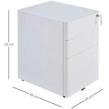 Roll-Up Filing Cabinet, Mobile Filing Unit With 3 Drawers, Desk, Steel, White, Dimensions 39x48x59 Cm. - White - View 8