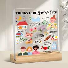 1pc 2D Flat Decorative Piece, Recommended Thanksgiving And Christmas Gift - Thankful Heart Decor Board With Moon, Star, And Dove Patterns, Suitable For Home And Reminders, Perfect Holiday Decoration Inspiration - A - View 1