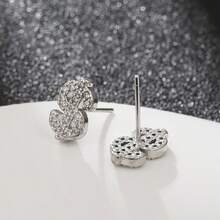 1 Pair Dollar Sign Stud Earrings, Delicate & Petite Earrings For Women - Silver - View 4