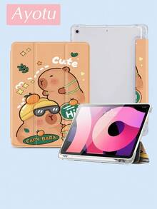 Ayotu 1个可爱水豚平板电脑保护套，兼容第十代、10.2英寸/Mini6/Mini7/9.7英寸、Galaxy Tab A9 Plus、Kindle（第十一代 - 2024年）、Kindle Paperwhite（第十二代 - 2024年），儿童礼物，采用可爱的动物图案 - 彩色 - 查看 4