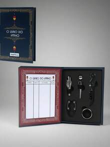 Kit De Acessórios Para Vinho 5 Peças Em Formato De Livro - Multicolorido - Visão 6