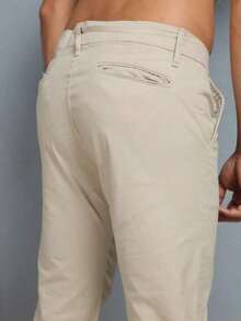 Calça Masculina De Sarja Alfaiataria Slim com Elastano - Esporte Fino - Damasco - Visão 8