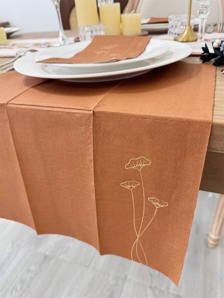 16pcs Metallic Leaf Pattern Disposable Napkin
