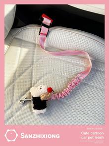 1pc Dog Car Safety Leash With Reflective Webbing, Elastic Retractable Pet Vehicle Tether - A - View 12