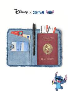Disney Authentic Stitch Women's Passport Card Holder - Cartoon Design, Cute Small Bag, Elegant Card Case, Unique Card Slots, Coin Purse, Compact Wallet - Multicolor - View 7