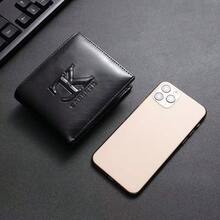 2026 Nueva llegada Billetera y portacartas antirrobo de alta gama con letras en relieve para hombres - Billetera plegable premium de textura de moda y multifunción para tarjetas de crédito para hombres, regalo ideal para llevar a diario para novio/padre/esposo, cumpleaños/aniversario/Día del Padre/Día de San Valentín - Café - Ver 6