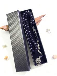 1pc Exquisite Beaded Necklace, 45pcs 10mm Acrylic Middle Eastern Luxury Accessory, High-End Gift Box Packaging, Eid Mubarak Prayer Beads - Multicolor - View 11