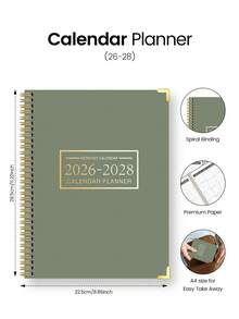 2026-2028年月度计划日记本，2026年1月至2028年12月月历周计划笔记本，学校笔记和办公用品月度计划本 - 每月計畫本-綠色 - 查看 4
