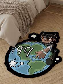 1pc Black People Earth Creative Art Design, Cartoon People Earth Pattern, Soft Comfortable Bedroom Carpet, Home Decor, Easy To Clean, Decorative Rug, Bedroom Decor, Small Rug, Carpet, Home Decor, Living Room Carpet, Living Room Small Rug, Bedroom Carpet, Living Room Home Decor, Outdoor Rug, Washable Carpet - Multicolor - View 10