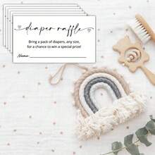 GardenCity Baby Shower Diaper Raffle Ticket, White Diaper Raffle Card, Fun Baby Shower Game For Boys And Girls, Neutral Style, Minimalist Design - A - View 3