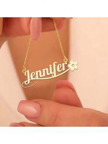 1 Peça Colar de Aço Inoxidável Dourado Personalizado Elegante - 5 Opções de Fonte para Personalização, Adequado para Dia das Mães, Dia dos Namorados, Aniversários, Casamentos e Cerimônias de Formatura - Presente Único para Ela - Estilo sete - Visão 3