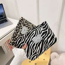 1个休闲百搭黑白豹纹化妆包，帆布袋，洗漱包，女士手提包，大容量 - 彩色 - 查看 4