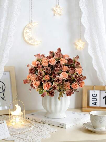 1 pieza Ramo de rosas artificiales de 29,5 cm, regalo del Día de San Valentín, material de decoración de boda para corona, accesorios de flores para ramos de novia, decoración de coche de boda, decoración de arco de puerta, decoración del hogar, restaurante, dormitorio, decoración de jarrón, material de decoración para fiesta de cumpleaños, regalo de Año Nuevo, regalo del Día de San Valentín, decoración de ramas