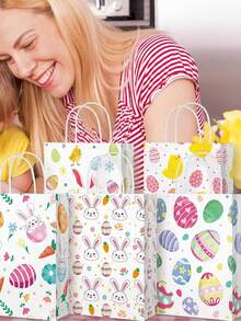 Easter Gift Bag Rabbit Paper Candy Bag With Handle Easter Party Gift Bag Spring Rabbit Easter Egg Chicken Candy Bag Children's Festival Party Gift Packaging - Multicolor - View 7