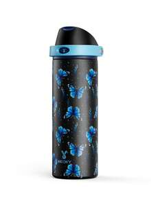 Meoky 24oz Vacuum Insulated Water Bottle with 2-in-1 Straw and Spout Lid, Insulated Cup, Keep Cold 24H, Leak-Proof, Fits in Car Cup Holder, Stainless Steel Tumbler for Sports, Travel, and School (Luminous butterfly) - 黑色 - 查看 9