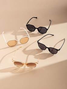 Jelly Stylish And Simple Dark Brown Round-Frame Metal Arrow-Shaped Fashionable Glasses, Suitable For Travel And Photography Purposes. - Multicolor - View 2