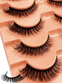 7 Pairs Fluffy Faux Mink Lashes Natural Long Eyelashes Reusable For Daily Wear Strip Lashes,Lashes,Eyelashes,Fake Lashes - Cat Eye Lashes - View 3