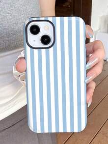 Una elegante funda para teléfono que no incluye cordón ni soporte. Funda de teléfono de moda con patrón de rayas verticales azules y blancas, 1 pieza. Diseño artístico con patrón de rayas coloridas, brillante, carcasa 2 en 1, funda rígida de cobertura total compatible con/11/12/13/14/15/16/17 Pro. Regalo de primavera. - Multicolor 8 - Ver 10