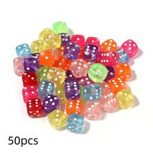 50pcs 8mm Black Acrylic Dice Beads, For DIY Jewelry Making - Fashionable Geometric Pattern - Dice - View 7