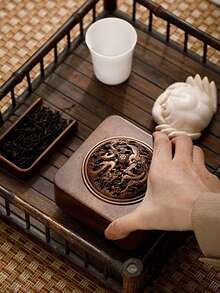 1件方形木製香爐，附龍鳳圖案蓋子與配套底座，多款裝飾蓋可換，經典中式茶道室內居家桌面擺飾 - 香爐 - 查看 8