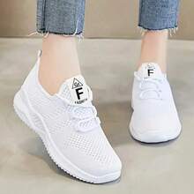 2026 New Women's Breathable Mesh Running Shoes - Lightweight Casual Sports Shoes. With Stable Support, Soft Rubber Sole And Solid Color Design, They Are Suitable For Walking, Jogging And Daily Wear. They Are Fashionable And Comfortable Shoes. - 白色 - 查看 3