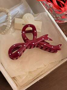 1个/6个/8个纯色休闲ABS塑料波点发夹，优雅红色发爪，适合盘发，2026新款发爪发饰时尚发夹，优雅发饰 - 彩色 - 查看 10