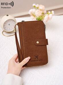 New RFID Blocking Long Passport Wallet, Dual Zipper Large Capacity Travel Document Organizer - Multicolor - View 5