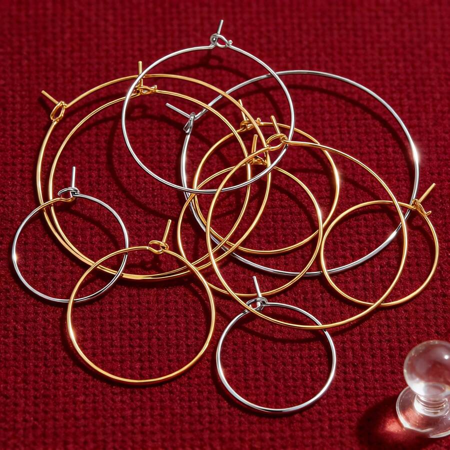 20pcs/Lot Gold Stainless Steel Big Circle Wire Hoops Round Earrings For DIY Earring Charms Jewelry Making Supplies Wholesale - Round Ear Wire - View 1
