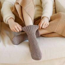 5pairs Women Winter Socks Warm Thick Knit Soft Vintage Casual Crew Socks Fuzzy Socks Knitted Socks For Women - 無模 - 查看 4