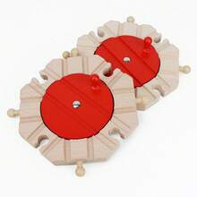 2个木制火车轨道转盘，带旋转红色圆盘 - 为轨道组装增添乐趣和方向控制 - 兼容木制火车轨道玩具 - 彩色 - 查看 6