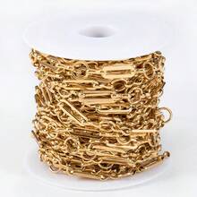 1m Stainless Steel Jewelry Making Chain, Hollow Rectangular Design With Round Spacers, Suitable For DIY Necklace, Bracelet And Other Accessories - Stainless Steel Chain - View 7