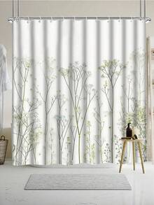 【北欧极简风格】1/4 白色清新野花浴室套装四件套 - 包括防水浴帘、长地垫、马桶垫和马桶盖套 - 打造纯净、柔和、统一的现代浴室空间 - A - 查看 12